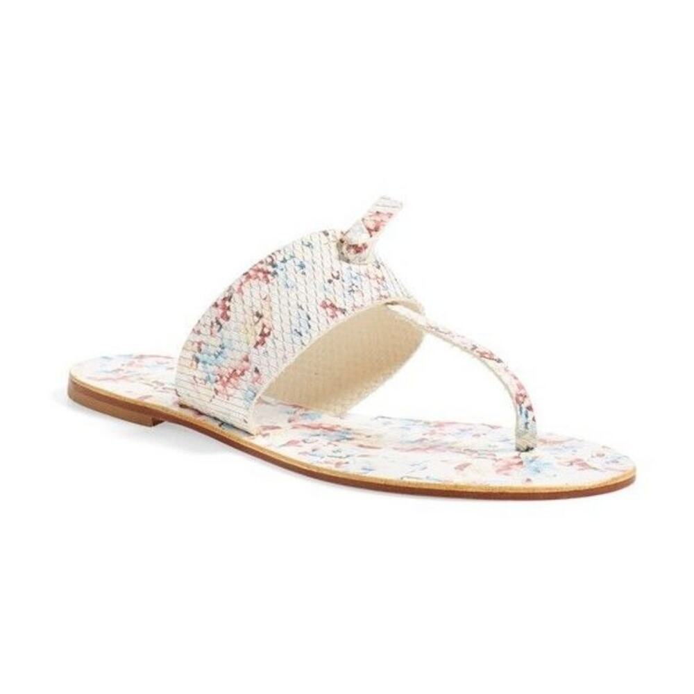 JOIE Floral Print “Nice” Leather Thong Sandals 9